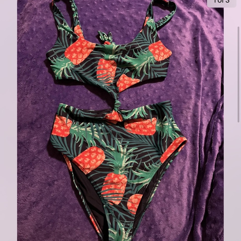 Aerie size small one piece (2 piece concept) pineapple swimsuit